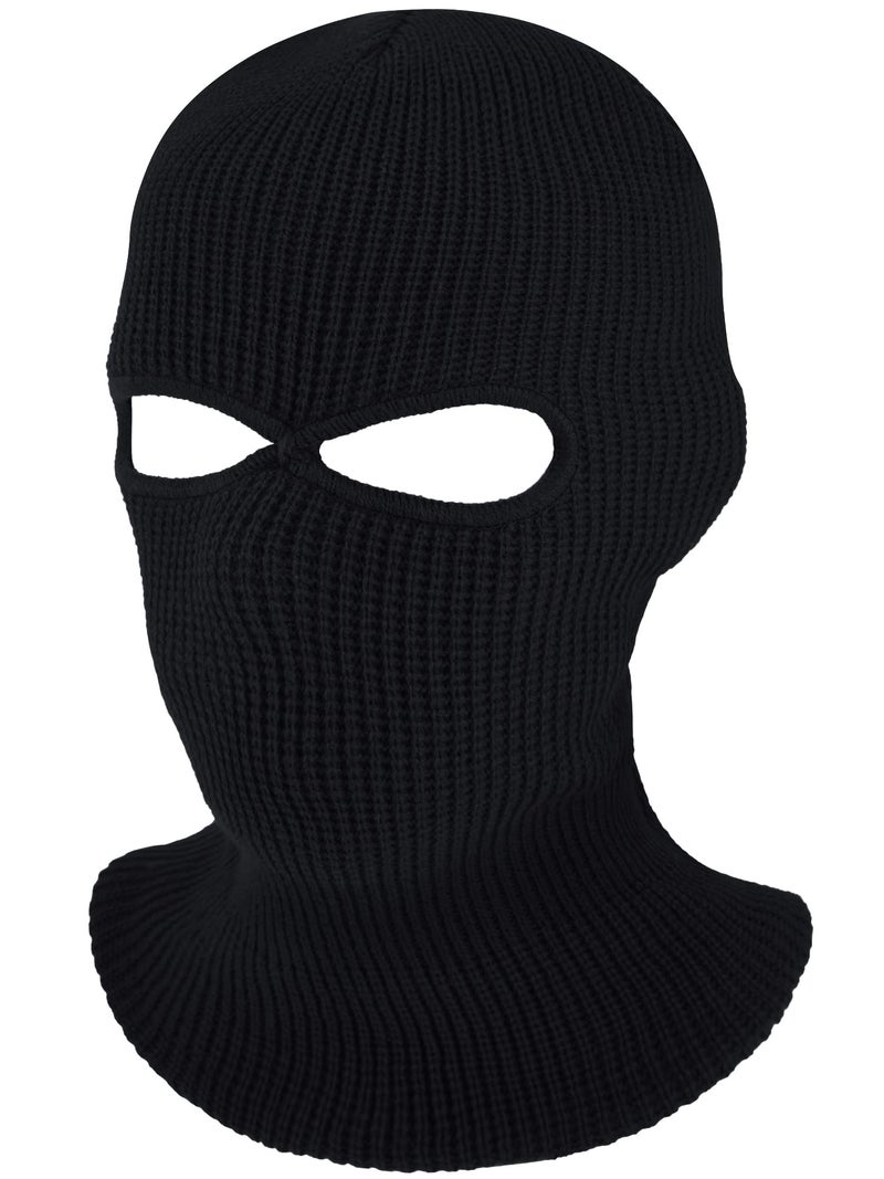 SATINIOR 2-Hole Knitted Ski Mask Full Face Mask Cover Neck Gaiter Winter Balaclava Warm Knit Beanie for Outdoor Sports(Medium,Black) - Image 1