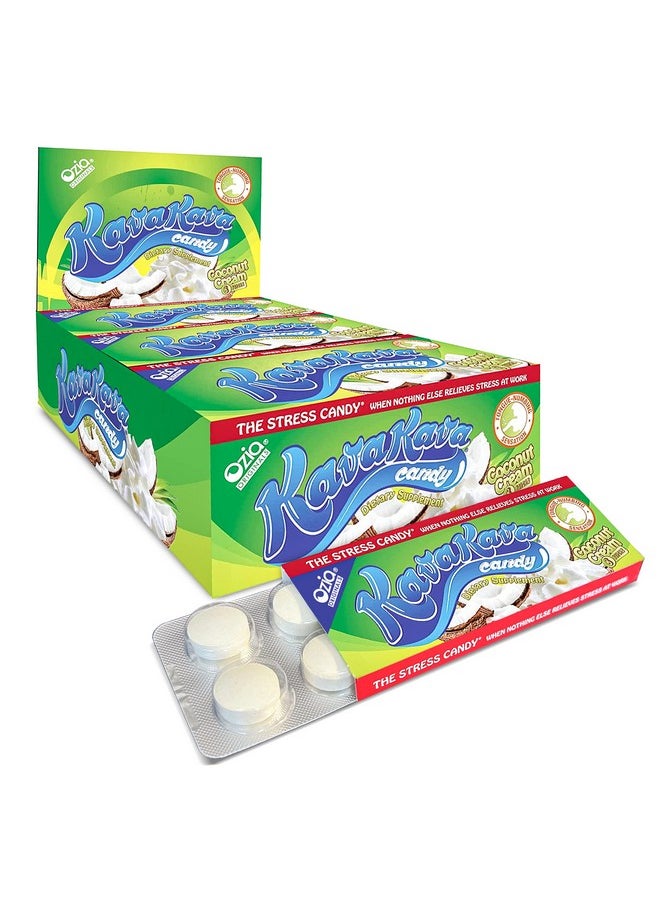 Ozia Originals - Ozia Originals Kava Kava Candy - 8 Kava Candies Per Pack, Kava Extract Stress Relief Supplement, Natural Kava Root Chill Happy Pill, Encourages Positive Mood - Coconut Cream Flavor, 1 Box (12 Packs) - Image 1
