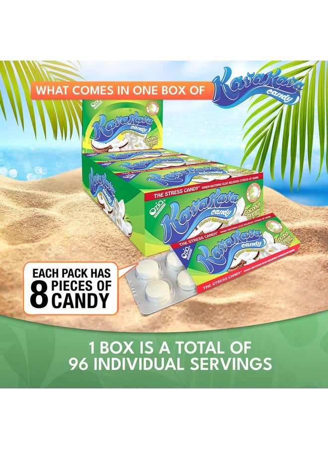 Ozia Originals - Ozia Originals Kava Kava Candy - 8 Kava Candies Per Pack, Kava Extract Stress Relief Supplement, Natural Kava Root Chill Happy Pill, Encourages Positive Mood - Coconut Cream Flavor, 1 Box (12 Packs) - Image 1