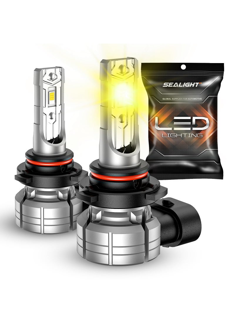 SEALIGHT SEALIGHT H10 9145 9140 LED Fog Light Bulbs Amber, 10000LM 3500K Yellow Light Bulbs, Strong Light Penetration, 9040 9045 Replacement Front Fog Lamps for car, trucks, SUVS, Non-polarity  - Image 1