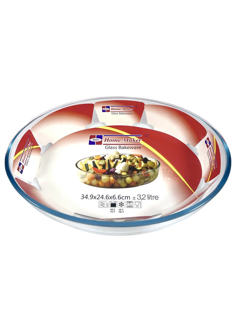 Homemaker Oval Glass Baking Dish, 3.2 Lt Capacity, 34.9X24.6 Cm Diameter, 6.6 Cm Height - Clear  - Image 4