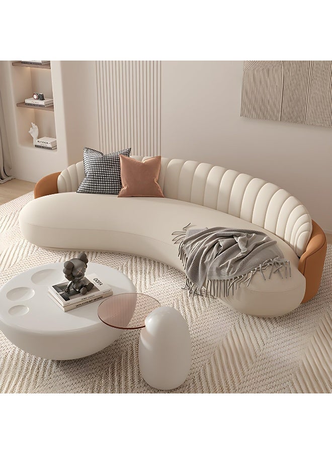 Comfynest Contemporary Tech Cloth Curved Sofa In Off-White - Image 4