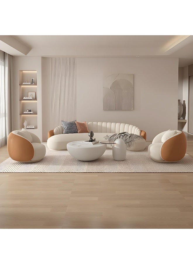 Comfynest Contemporary Tech Cloth Curved Sofa In Off-White - Image 1