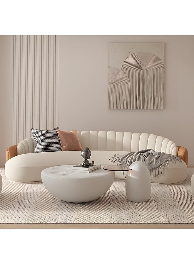 Comfynest Contemporary Tech Cloth Curved Sofa In Off-White - Image 2