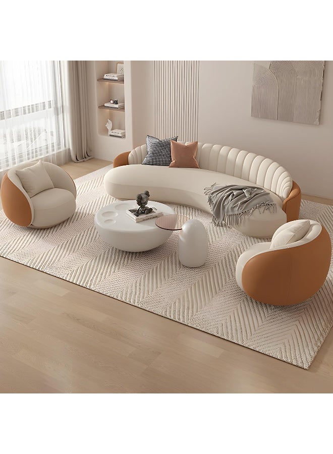 Comfynest Contemporary Tech Cloth Curved Sofa In Off-White - Image 3