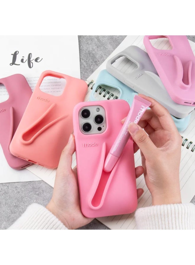 Rhode Iphone 16 Pro Max phone Case Covar Lip Balm Holder in Original Package Muiti Functional Phone Case With Stylish Silicone Travel Bag - Image 3