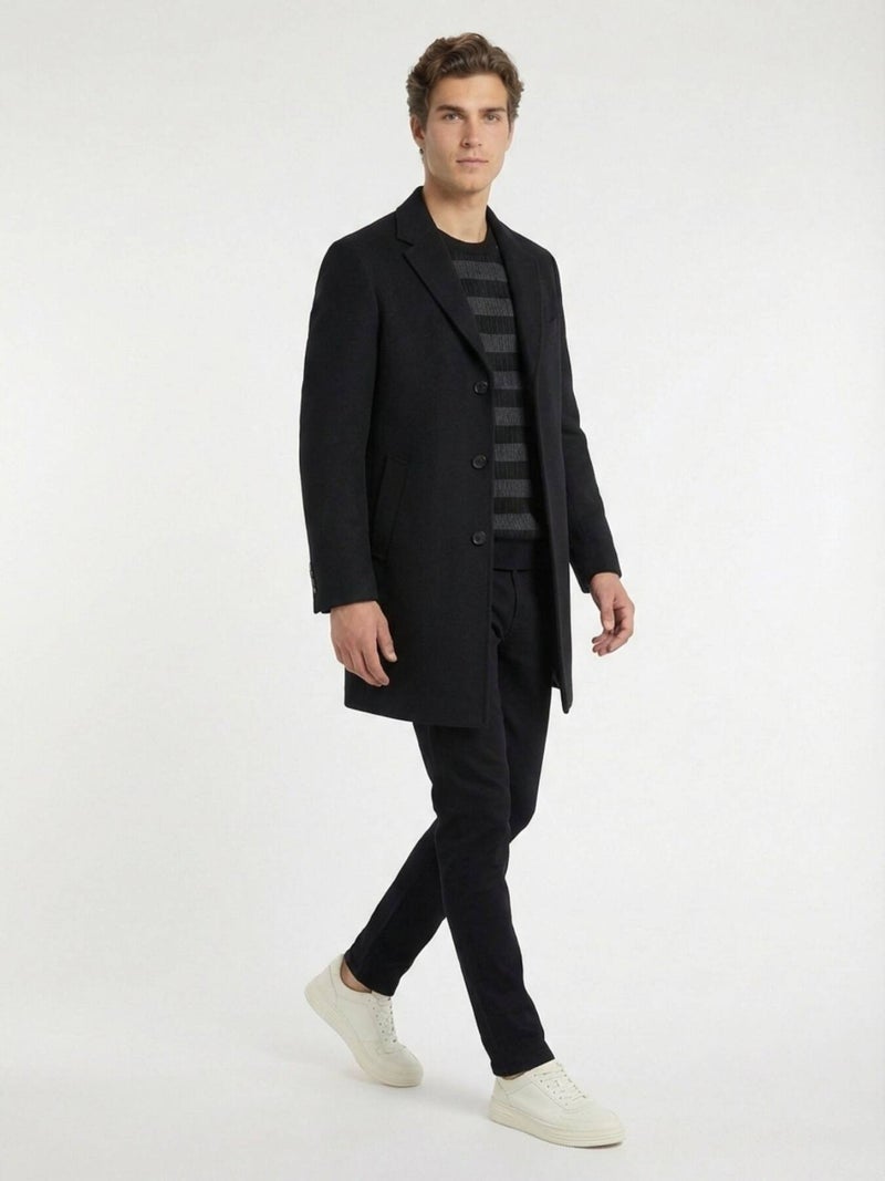 Kip Black Weaving Slim Fit Casual Cotton Blended Trousers - Image 4