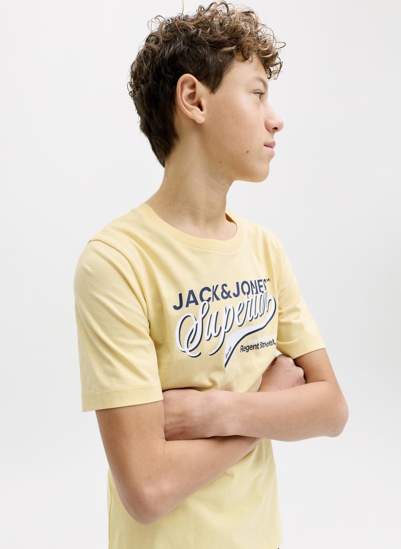 Jack & Jones Junior Kids Jjelogo Crew Neck T-Shirt - Image 3