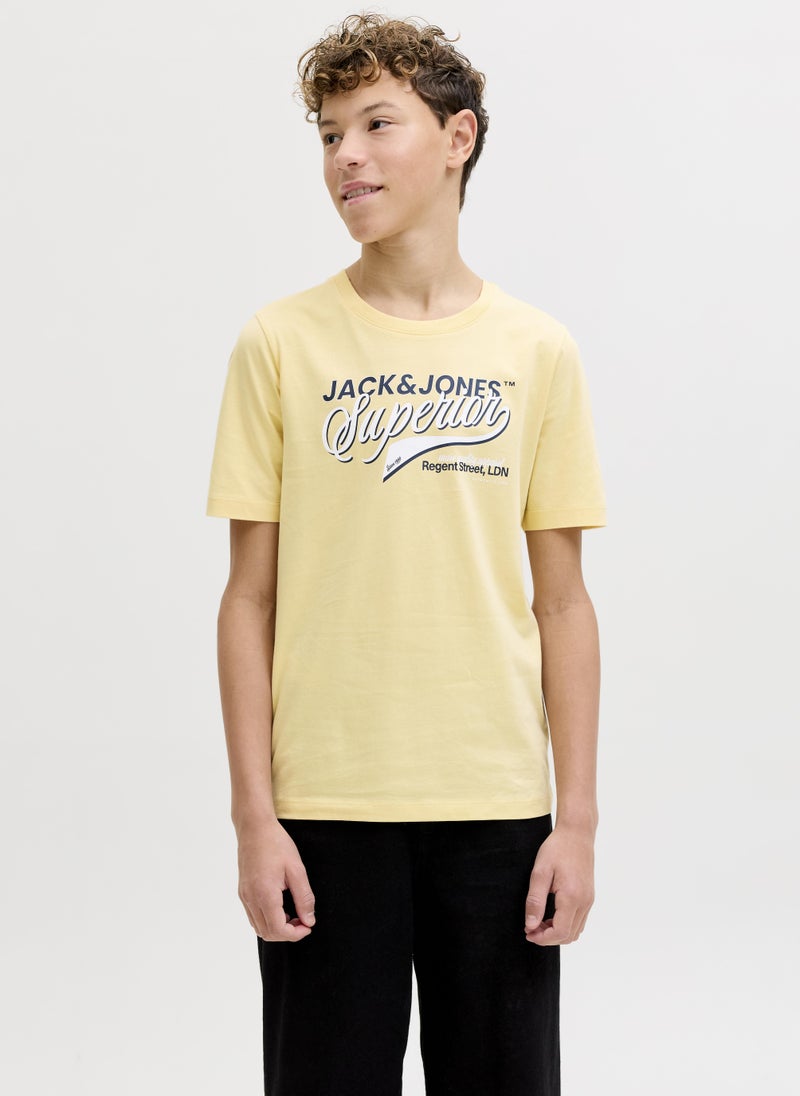 Jack & Jones Junior Kids Jjelogo Crew Neck T-Shirt - Image 1