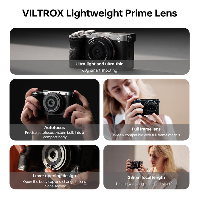 VILTROX AF 28mm F4.5 f/4.5 FE Lens for Sony E Mount, Wide-Angle Full-Frame Auto Focus Lens Compatible with Sony E-Mount Cameras a7C a7SIII a7III a7RIII FX3 ZV-E10 a6700 a6600 a6400 - Image 3