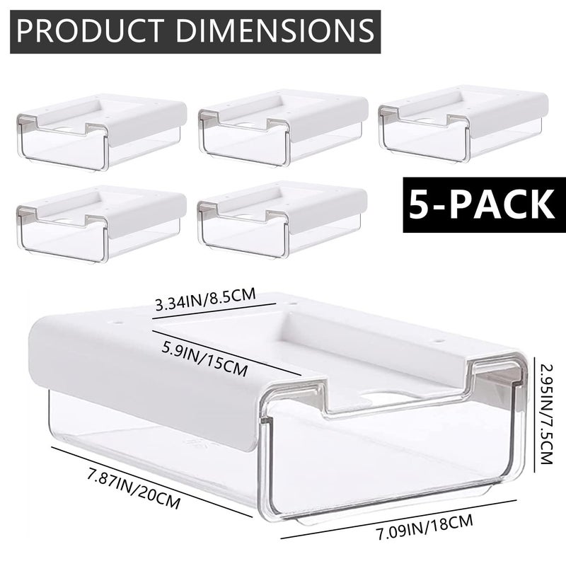 RHBLME 5 Pack Under Desk Drawer, Under Shelf Drawers Slide Out Self-Adhesive Standing Desk Drawer Attachment, Plastic Workspace Organizers for Office Home School - Image 2