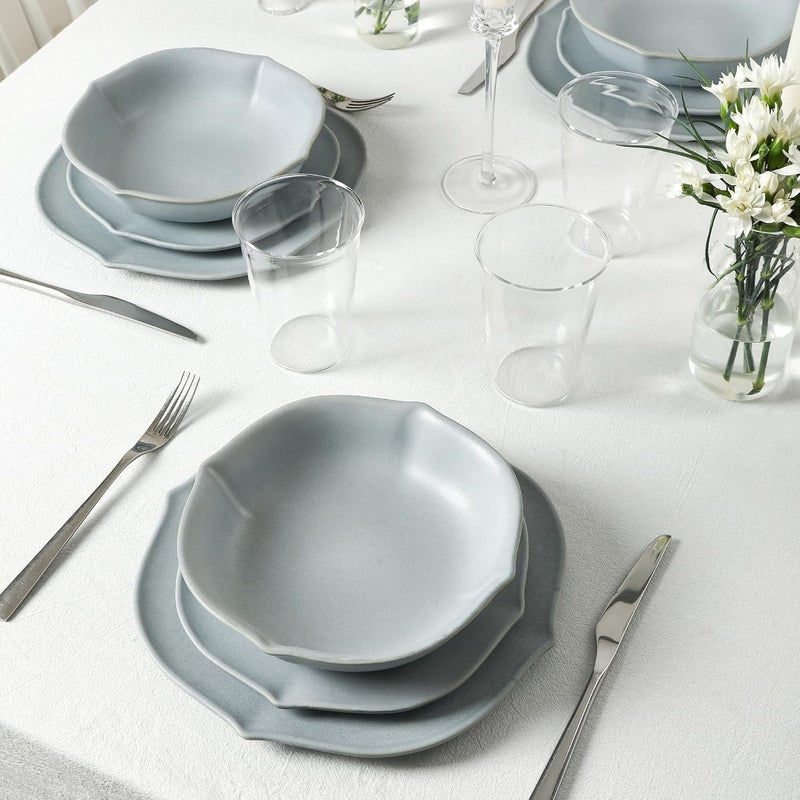 Stone Lain Baskerville 16Piece Dinnerware Set Stoneware Borosilicate Glass Light Blue - Image 2