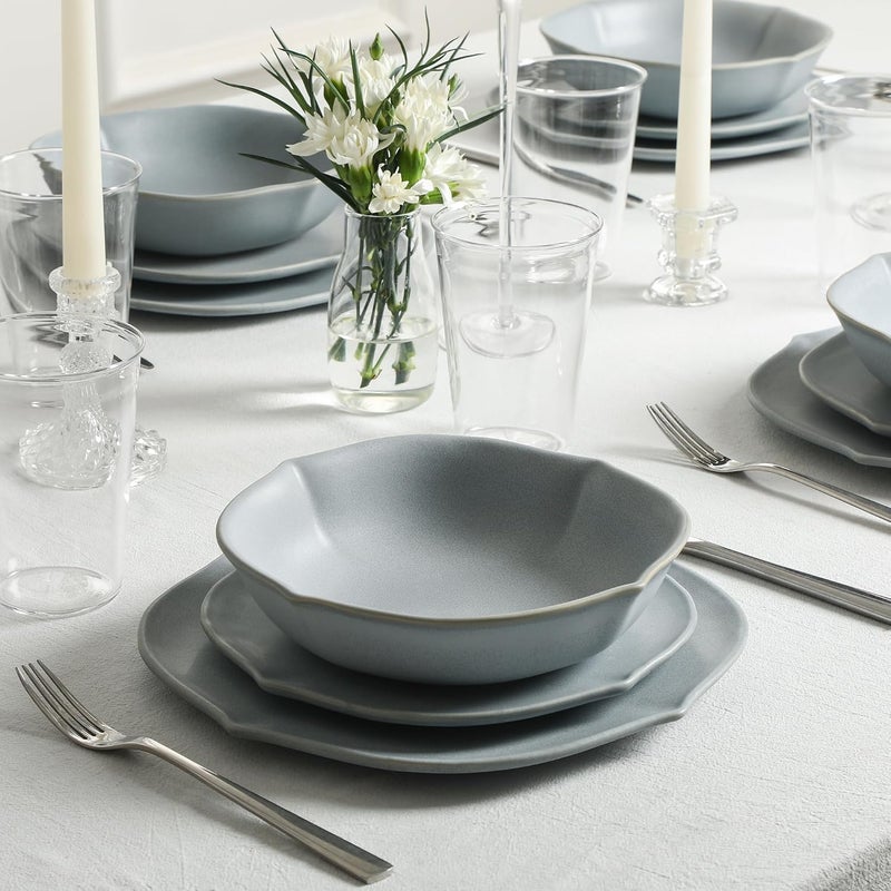 Stone Lain Baskerville 16Piece Dinnerware Set Stoneware Borosilicate Glass Light Blue - Image 5