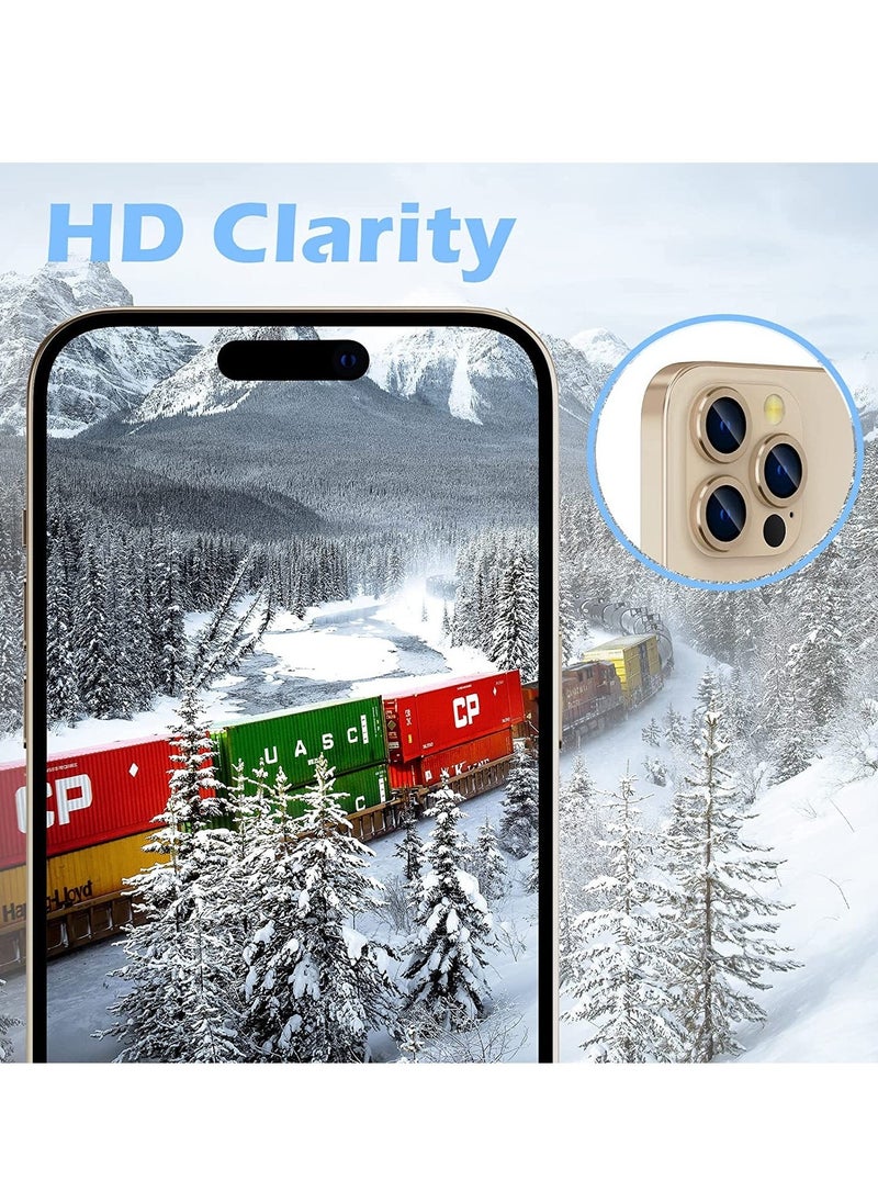 Raxoom Camera Lens Protector for iPhone 14 Pro/iPhone 14 Pro Max, Alloy Metal Individual Ring, Anti Scratch HD Tempered Glass Lens Screen Protector Cover Film, Case Friendly, Gold - Image 2