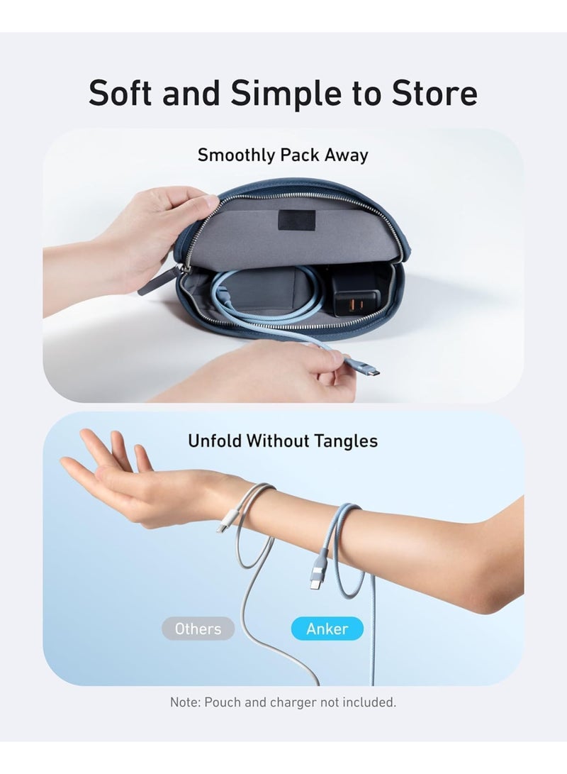 Anker Nano USB C Cable Softline, 240W 6FT Flexible Multi-Color Braided Cord, Fast Charging Type C Charger for iPhone 17 Series, MacBook Pro and More(Blue) - Image 5