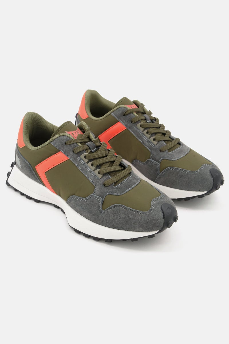 TapouT Men Brand Logo Lace Up Sports Shoes, Green  - Image 1