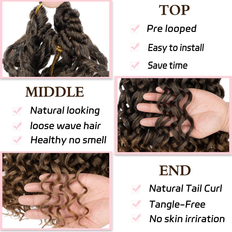 Xtrend 10 Inch Gogo Curl Crochet Hair Short Curly Crochet Hair Deep Wave Beach Curl Crochet hair Water Wave Curly Crochet Braids Hair Synthetic Braiding Hair Extensions for Women (16Strands/pack T27#) - Image 4