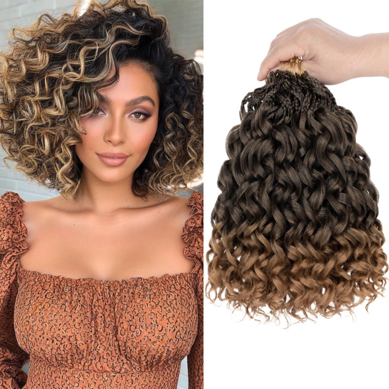 Xtrend 10 Inch Gogo Curl Crochet Hair Short Curly Crochet Hair Deep Wave Beach Curl Crochet hair Water Wave Curly Crochet Braids Hair Synthetic Braiding Hair Extensions for Women (16Strands/pack T27#) - Image 1