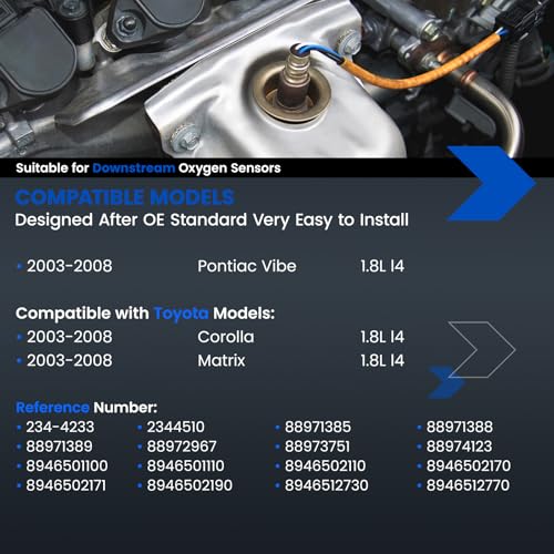 SYKRSS Oxygen O2 Sensor 234-4233 Compatible with Toyota 2003-2008 Corolla,Matrix 1.8L l4, 88971385 8946502171 8946501110 Downstream Replacement Oxygen Sensor Compatible with Pontiac Vibe,1.8L L4, 1PCS - Image 2