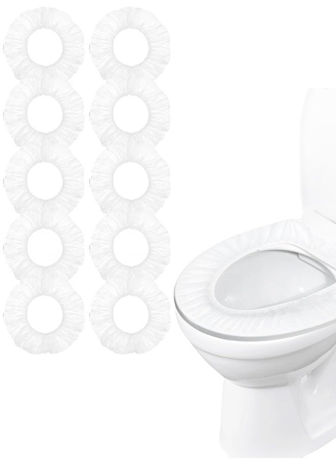 10pcs مرحاض مقعد الحصاري للسفر ، ويغطي مقعد المرحاض المتاح للماء غير المنسوجة النسيج الوسادات الوسادات المحمولة للخروجات مستشفى الفندق العام ، ملفوفة بشكل فردي - Image 1