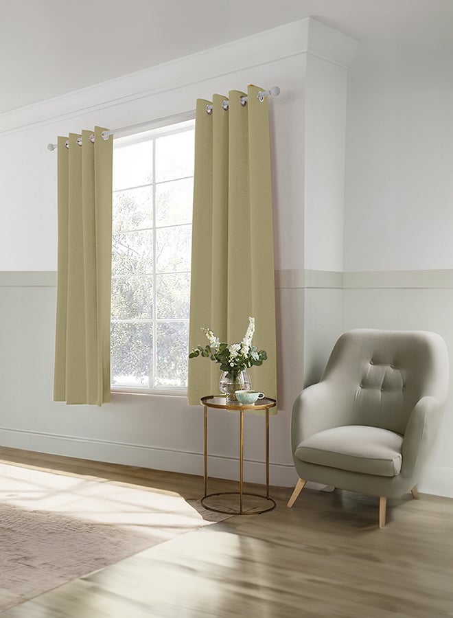 In-House 2-Piece Velvet Curtain Set - Beige - 200x140 cm  - Image 2