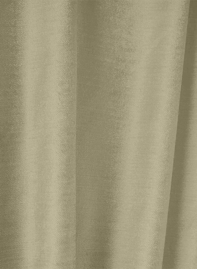 In-House 2-Piece Velvet Curtain Set - Beige - 200x140 cm  - Image 5