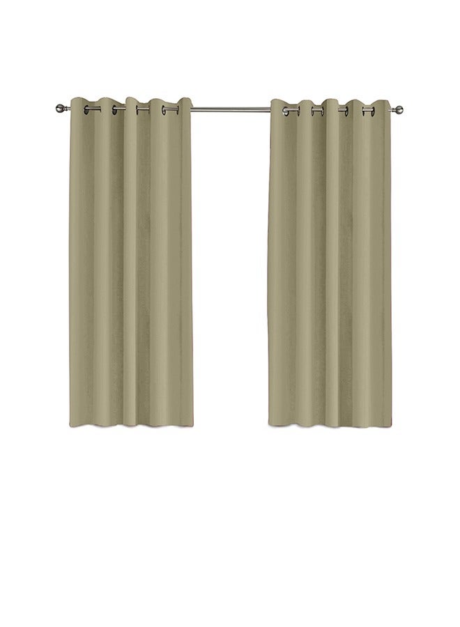 In-House 2-Piece Velvet Curtain Set - Beige - 200x140 cm  - Image 3