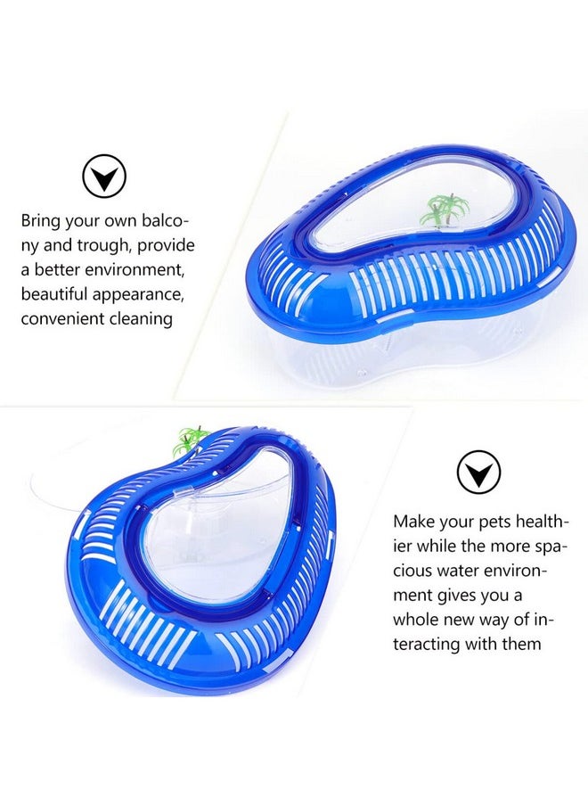 POPETPOP - POPETPOP Small Turtle Tank-Turtle Container Reptile Carrier with Cover and Handle-Above Tank Basking(Large) - Image 1