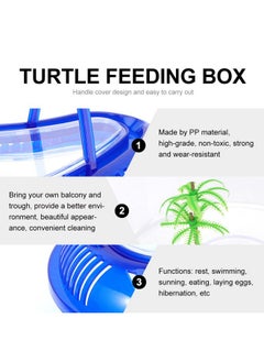 POPETPOP POPETPOP Small Turtle Tank-Turtle Container Reptile Carrier with Cover and Handle-Above Tank Basking(Large)  - Image 4