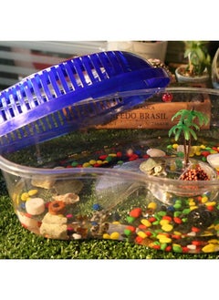 POPETPOP POPETPOP Small Turtle Tank-Turtle Container Reptile Carrier with Cover and Handle-Above Tank Basking(Large)  - Image 3