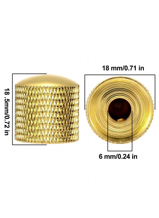 Swhmc 3PCS Metal Volume Tone Dome Guitar Speed Control Knurled Shaft Pots Knobs with Keys Screws Set for Electric Guitar or Bass (Gold) - Image 1