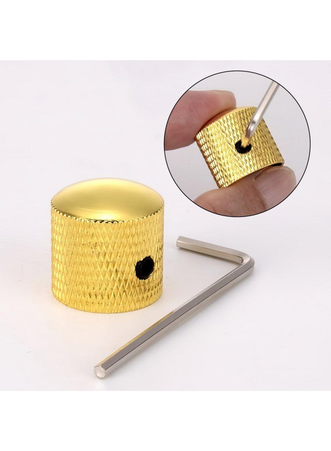 Swhmc 3PCS Metal Volume Tone Dome Guitar Speed Control Knurled Shaft Pots Knobs with Keys Screws Set for Electric Guitar or Bass (Gold) - Image 4