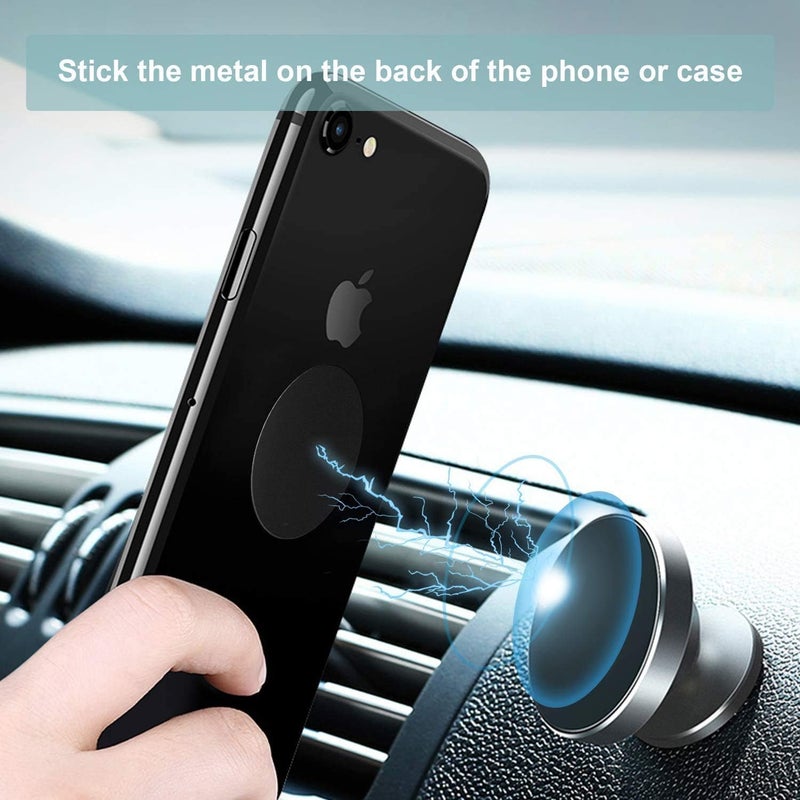 ELEPHANTBOAT 8Pcs Universal Metal Plate, Magnetic Car Mount with Strong 3M Adhesive, Compatible with All Smartphones, GPS Devices, 4 Rectangle & 4 Round (Black) - Image 3