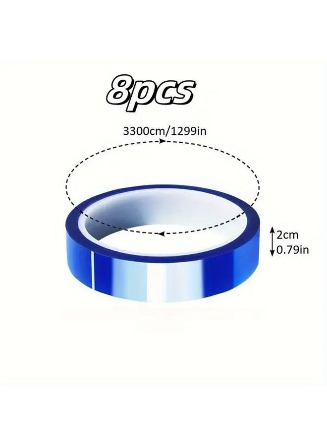 8 Rolls Blue Heat Transfer Tape 20mm x 33m High Temperature Resistant For Crafts - Image 1
