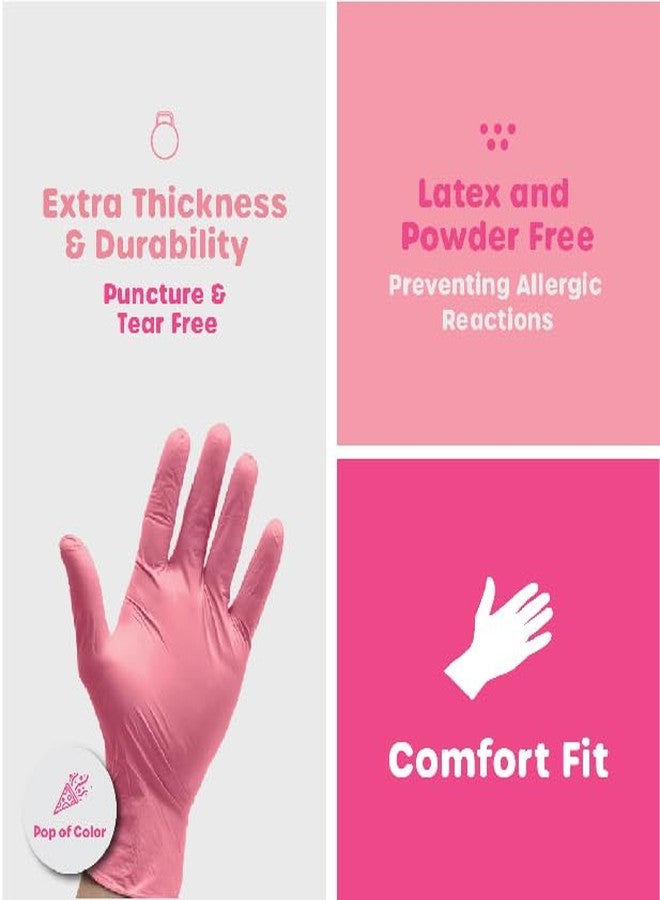 Gusto Comfy Package Pink Nitrile Disposable Gloves - | Latex Free and Rubber Free | Non-Sterile Powder Free Gloves (Large) - Image 4
