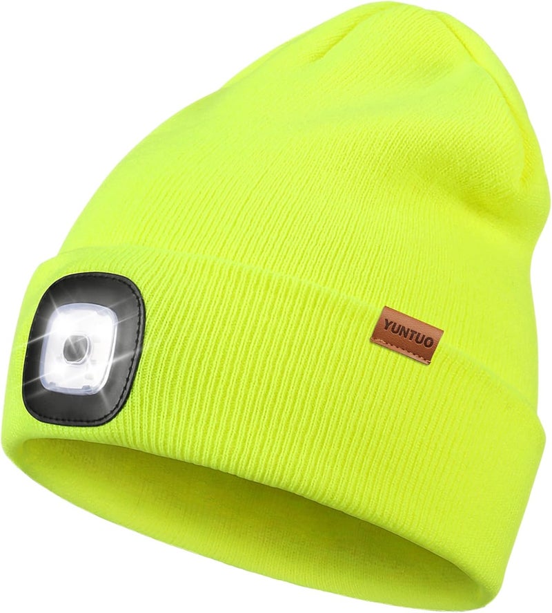 YunTuo Store LED Beanie with The Light, Unisex USB Rechargeable Headlamp Winter Knitted Cap Gifts for Men Dad Husband Him - Image 1
