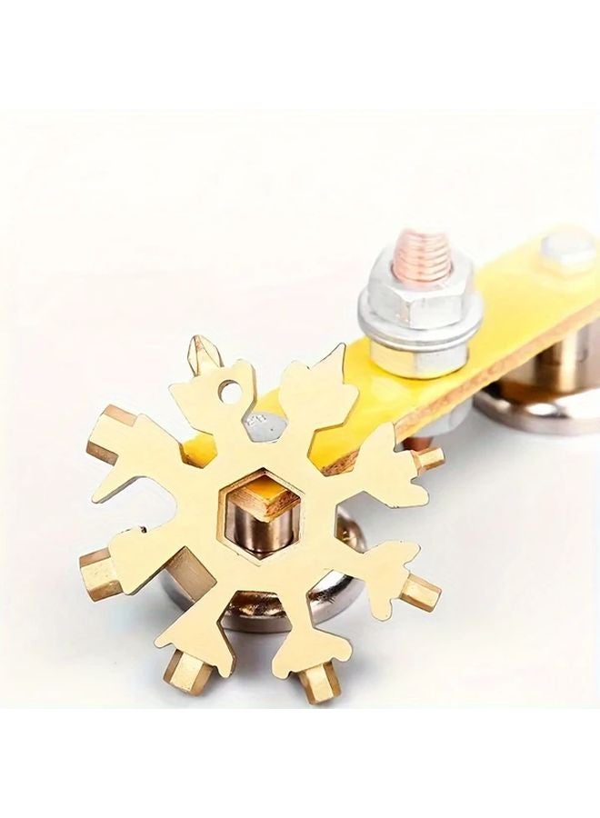 Golden 18 In 1 Snowflake Multi Tool Portable Stainless Steel Hexagon Wrench - Image 1