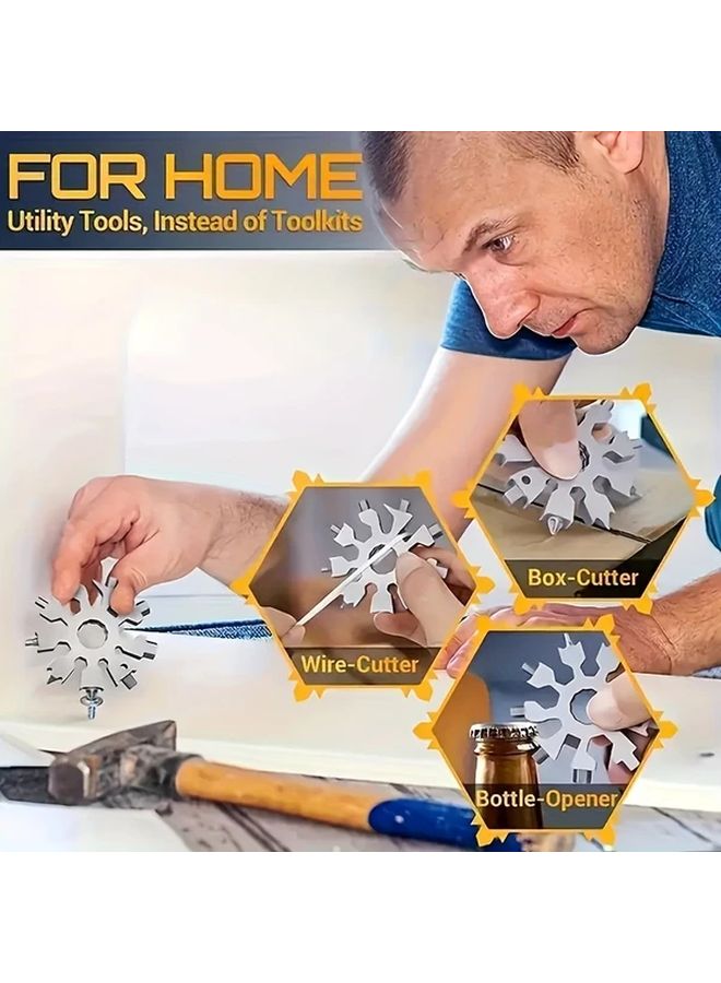 Golden 18 In 1 Snowflake Multi Tool Portable Stainless Steel Hexagon Wrench - Image 3