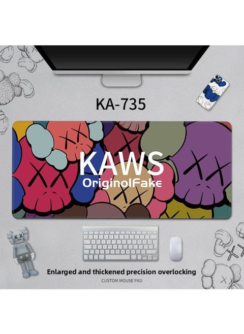 No Edge Sesame Street Kaws Computer Mouse Pad Thickeneded Desk Large Non-Slip Personalized Graffiti Keyboard Pad-Color:70x35cm Thickness 3mm-Pattern:KA-735