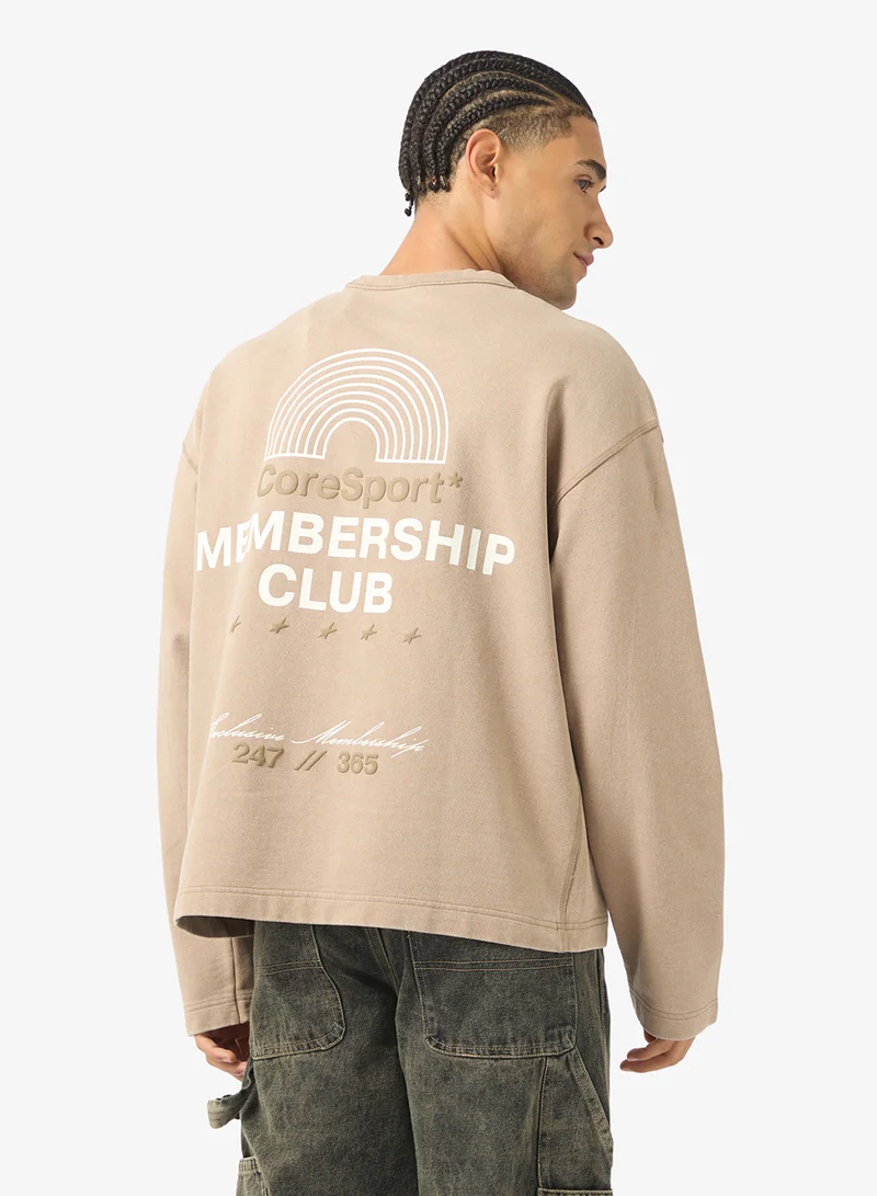 جاك اند جونز بلوزة قطنية بياقة دائرية ورسمة