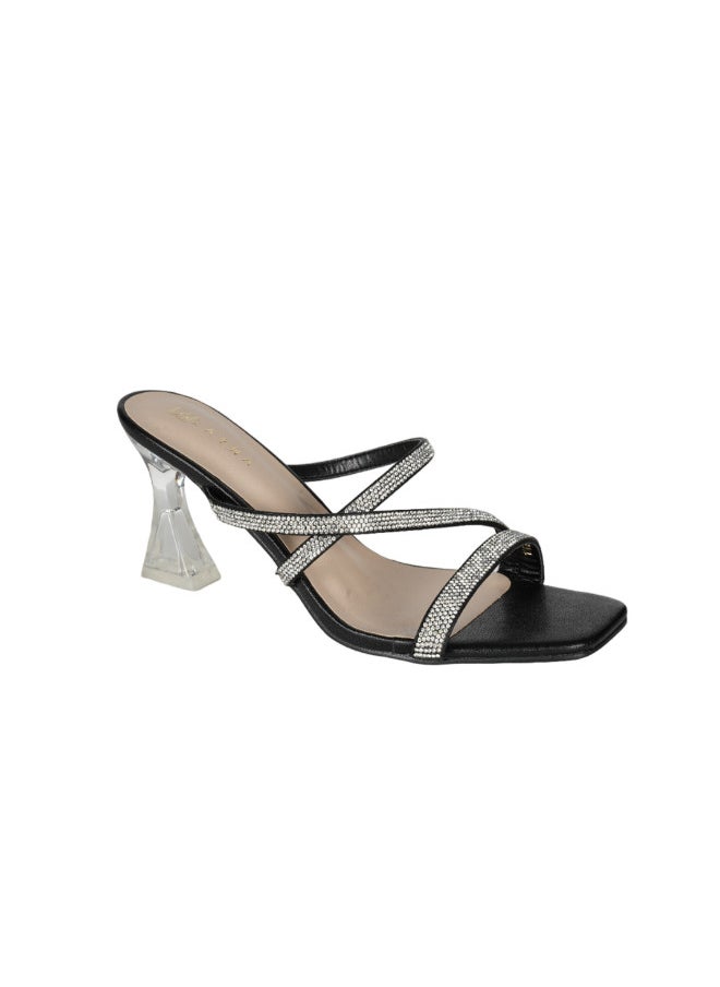 ZAYNA - 221-103 Zayna Ladies  Fashion Mid Heel Slip on 18F2233-19 Black - Image 1