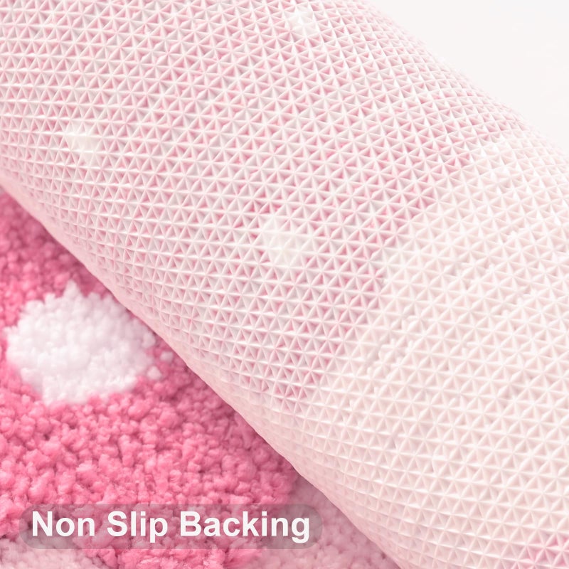 Anybar Pink Bathroom Rugs Cute Strawberry Flower Bath Mat Bathroom Accessories, Funny Colorful Non Slip Floor Bath Rug Machine Washable Bathmat Soft Microfiber Carpet for Shower, Bathtub (18x25 inch) - Image 5