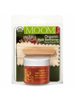 MOOM Organic Travel Wax Kit with Aloe, Tea Tree Oil & Chamomile for Face - Natural Sugar Waxing Glaze with 6 Facial Fabric Strips & 2 Small Wooden Applicator Sticks 1.6 oz. - Facial Wax Kit - 1 Pack  - Image 1