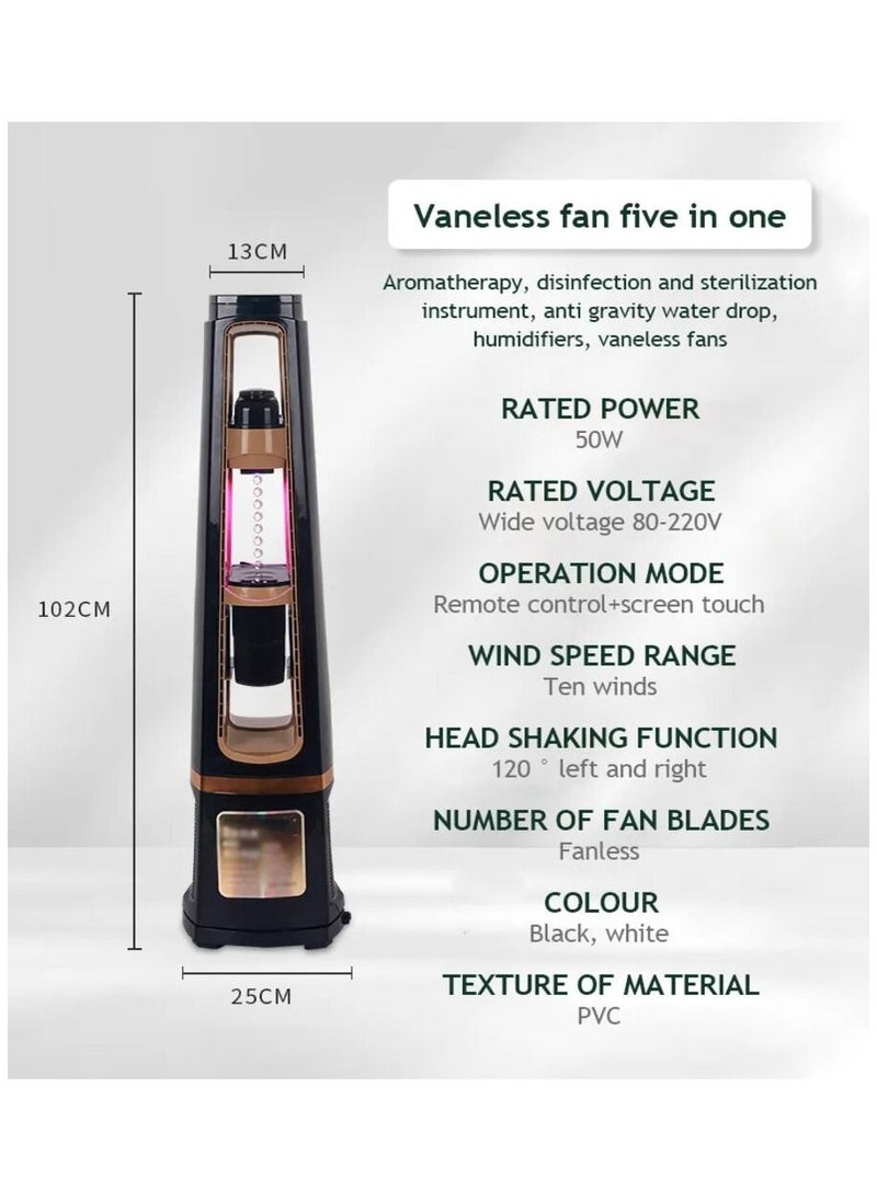 SILVER CREST - Silver Crest 5 in 1 Smart Bladeless Fan with Multifunctional Aromatherapy Diffuser Fan Water Droplets Fan Humidifier Air Cooler Fan and Remote Control Air Purifier Fan & Tower fan - Image 1