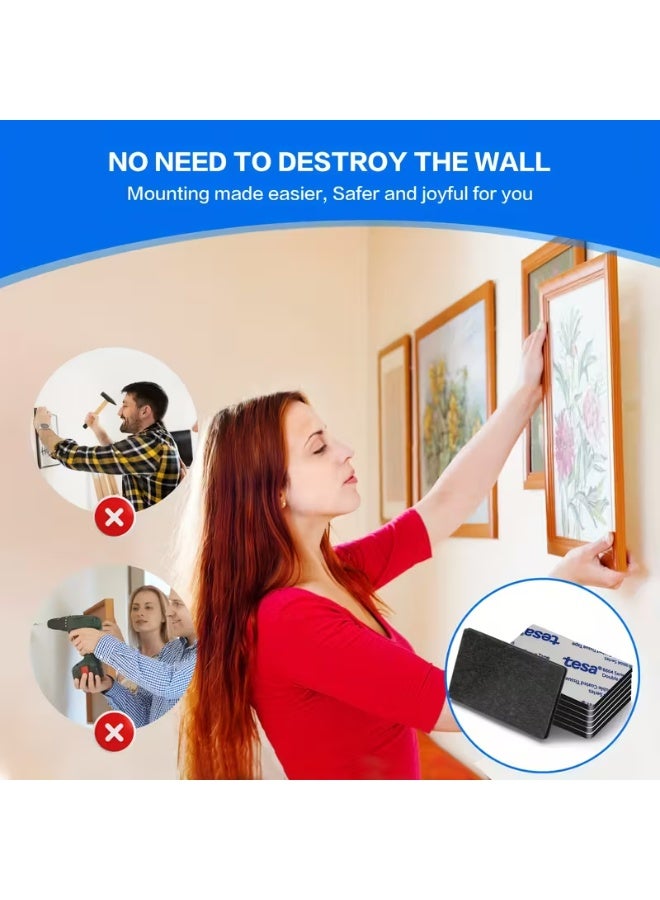 Tesa 6 Pieces Double-Sided Sponge Adhesive Tape Heavy Duty Double-Sided Adhesive Tape Super Strong Hold Waterproof, Moisture Resistant, Non-Slip, Long Lasting, Flexible in Temperature Changes Sponge Tape is useful and convenient to use in homes, offices, school classrooms, clinics, shops, and even cars. You can install murals, pictures, certificates, and licenses without drilling the wall, even hanging bathroom and kitchen shelves, and inside the house. It is also used in cars. You can install the dash cam on the windshield or rear window and install the car phone holder. When removing the tape, it is removed without damage or glue residue. You can clean it a little and it is removed easily. The size of the piece is 5 * 3 cm. - Image 2