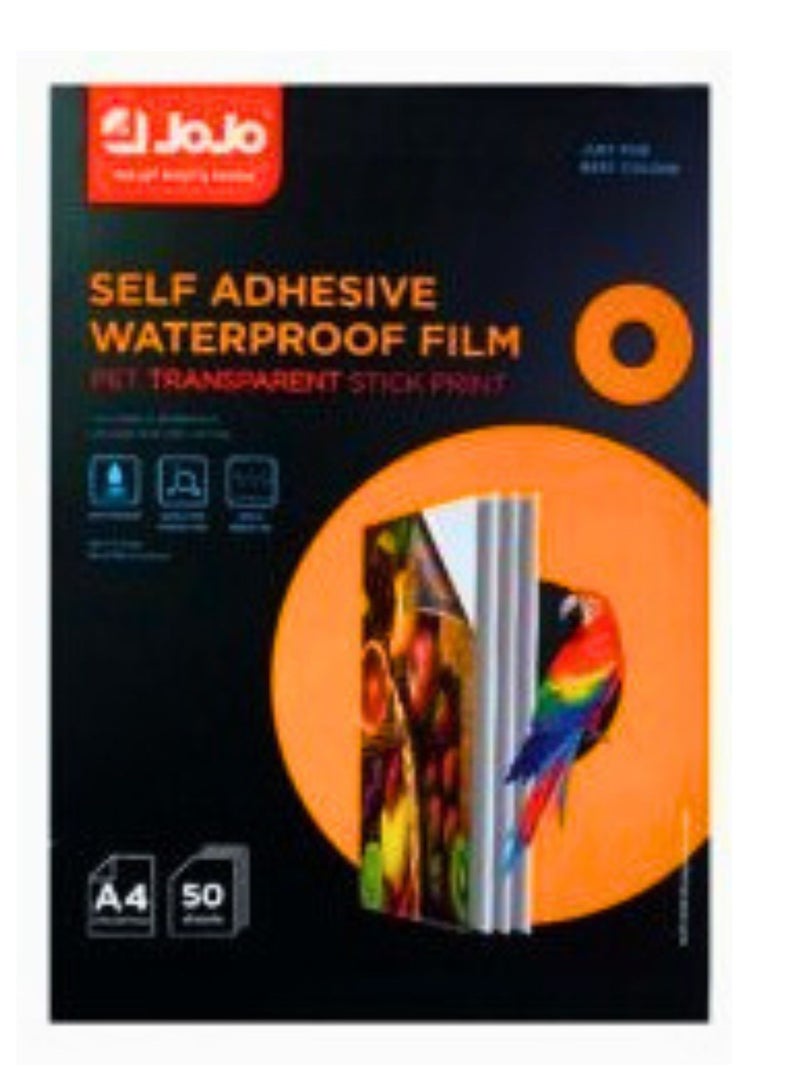 JOJO 50-Piece Self Adhesive Clear Sticker Waterproof Inkjet Printing Film A4 - Image 2