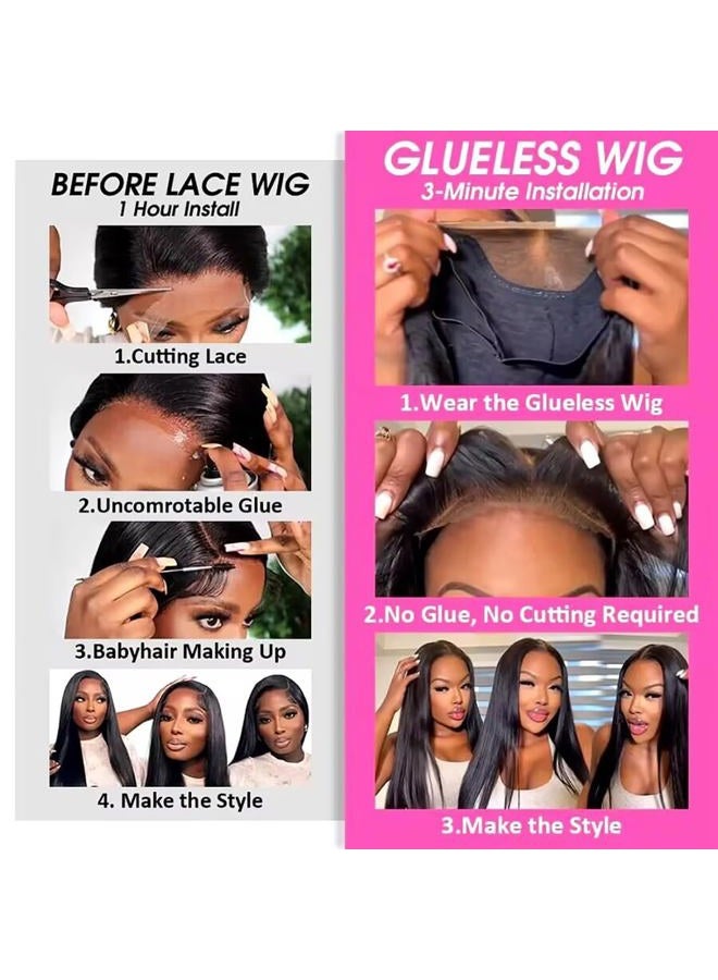LOOKEYEME 28 Inch Glueless Wigs Human Hair Pre Plucked Pre Cut 6x4 Straight Lace Front Wigs Human Hair Wigs for Women 180% Density No Glue bye-bye Knots HD Lace Closure Wigs 100% Human Hair - Image 5