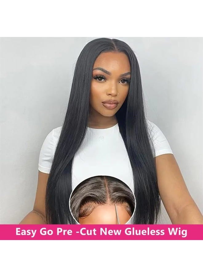 LOOKEYEME 28 Inch Glueless Wigs Human Hair Pre Plucked Pre Cut 6x4 Straight Lace Front Wigs Human Hair Wigs for Women 180% Density No Glue bye-bye Knots HD Lace Closure Wigs 100% Human Hair - Image 4