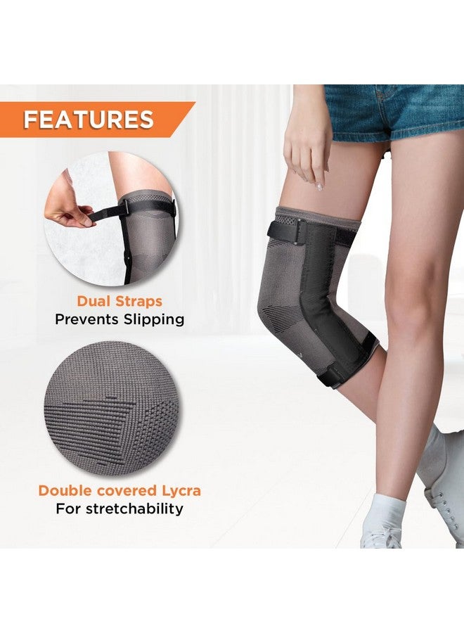 VISSCO Vissco Elastic Knee Cap with Hinges, Knee Support to provide Knee Pain Relief, for Sports, Football, Cricket, Walking And Workout (SINGLE) - Large (Grey) - Image 5