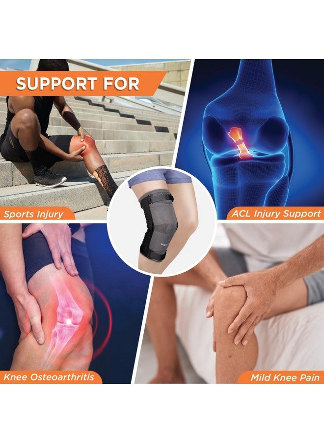 VISSCO Vissco Elastic Knee Cap with Hinges, Knee Support to provide Knee Pain Relief, for Sports, Football, Cricket, Walking And Workout (SINGLE) - Large (Grey) - Image 3